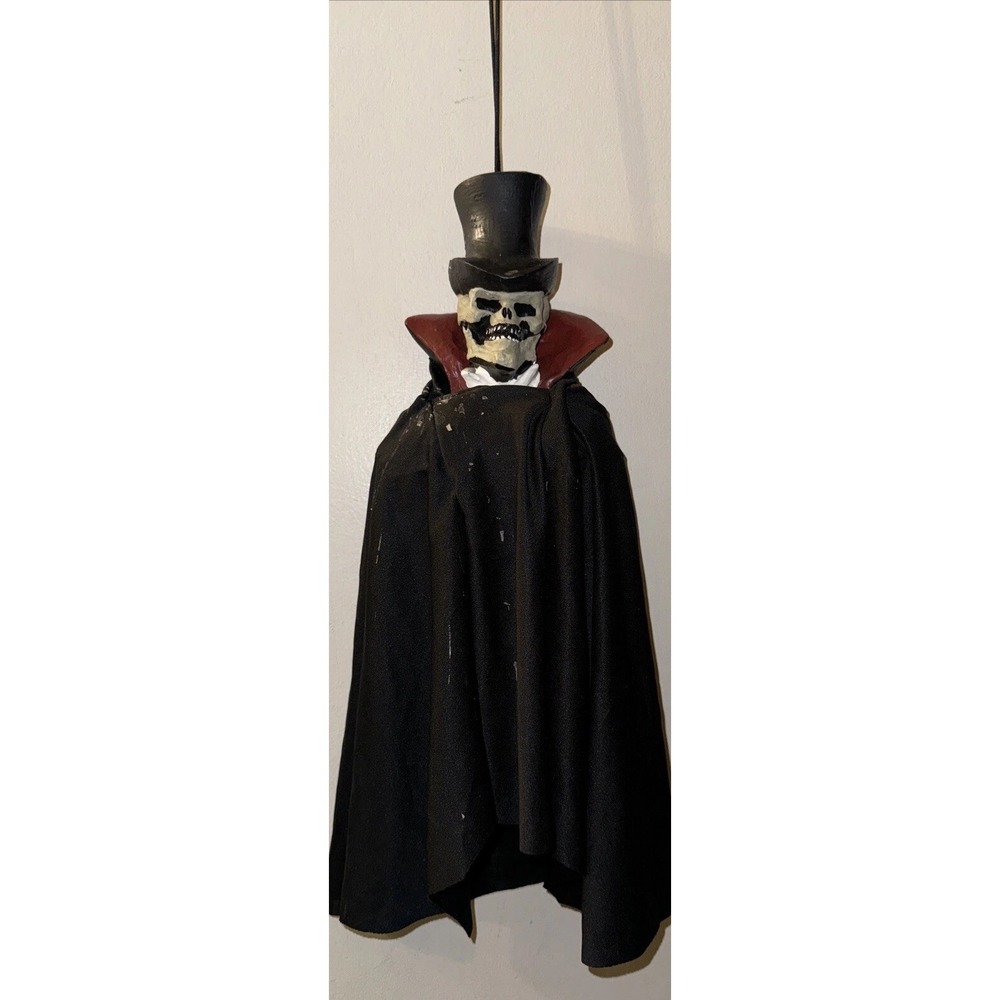 Vtg Paper Magic Skeleton Phantom Top Hat Hanging Bungee Cord Goth Creepy 15" - Picture 1 of 10